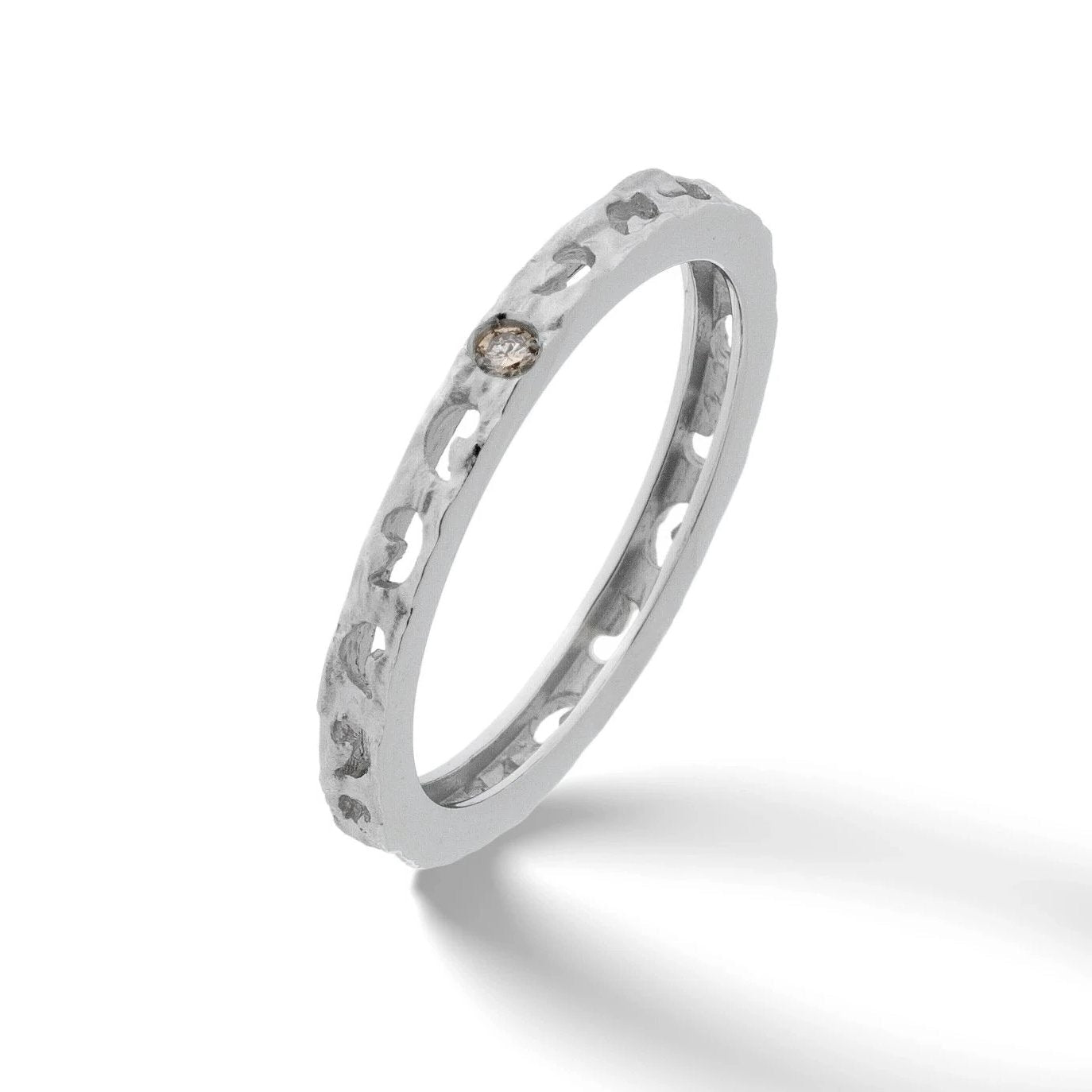 18kt White Gold Orion Ring with Single Champagne Diamond