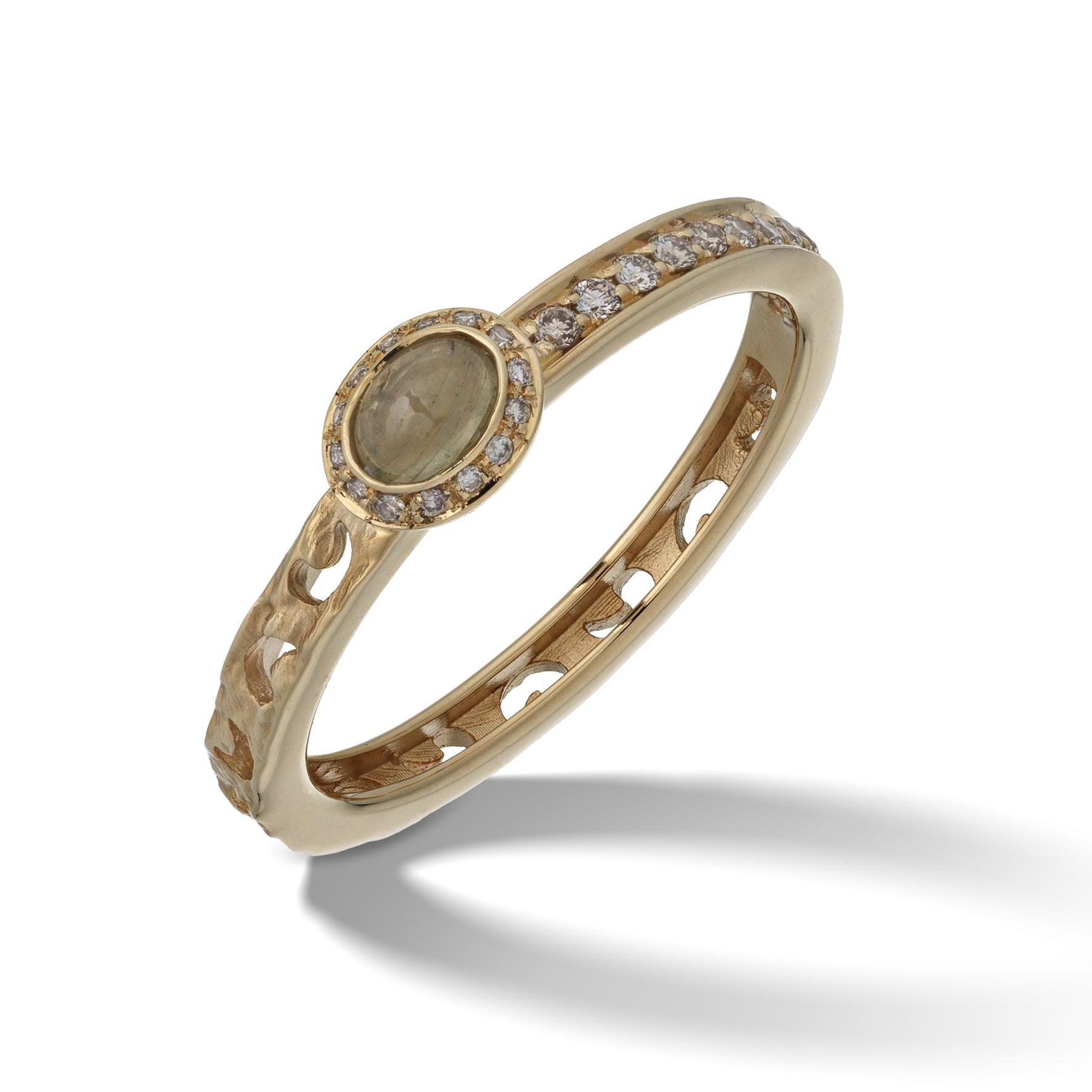 Orion Ring with Diamonds & Oval Sapphire Halo