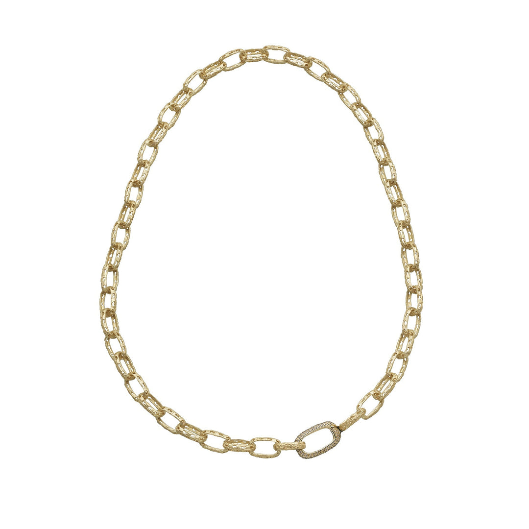 18kt Gold Warrior Single Pavé Link Necklace
