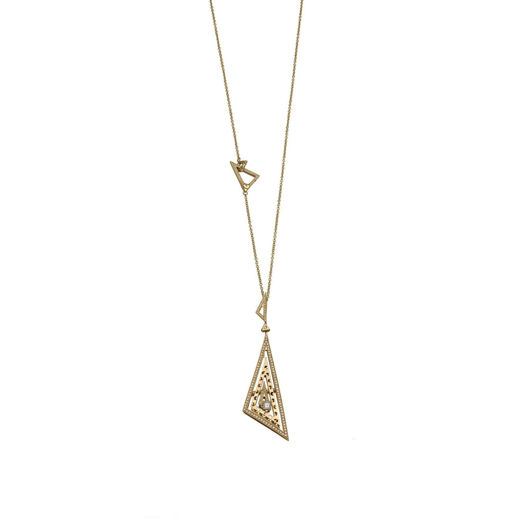 Solar Trigon Pendant in Textured & Polished 18kt Gold