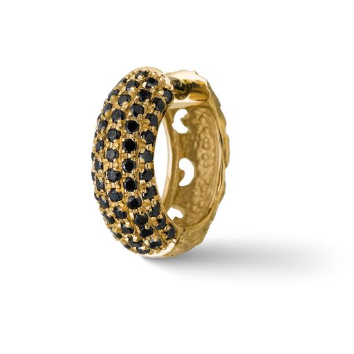 Warrior Single Hoop Earring in Yellow Gold & Black Diamonds