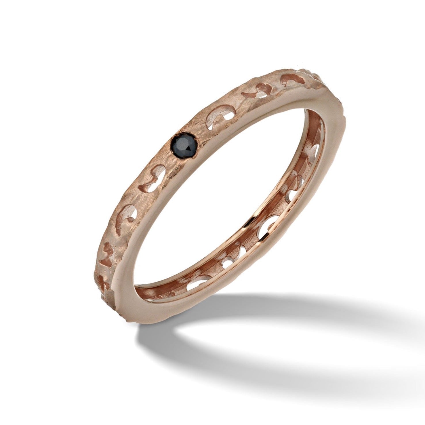 Orion Ring 18kt Rose Gold with Single Black Diamond