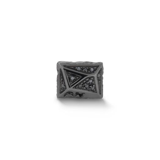 Warrior Rectangle Single 18KT Black Gold Stud Earring with black diamonds