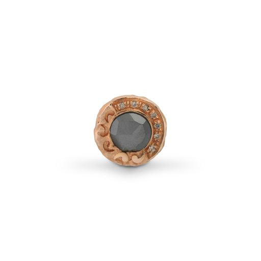 Warrior Single 18KT Rose Gold Stud Earring with hematite and champagne diamonds