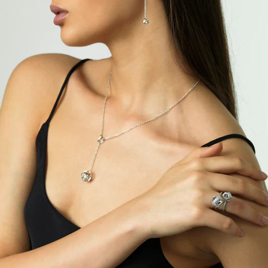 Explosion of Joy Grand Pendant with White Diamonds with 18kt White Gold