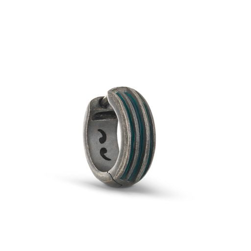 ACIES Oxidized Silver Earring with Green Enamel