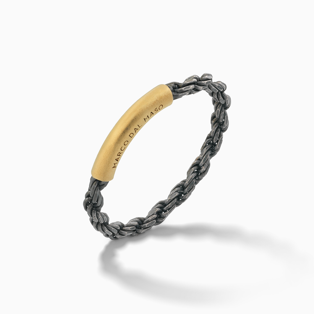 ULYSSES Cord 18K Matte Yellow Gold Vermeil And Oxidized Ring