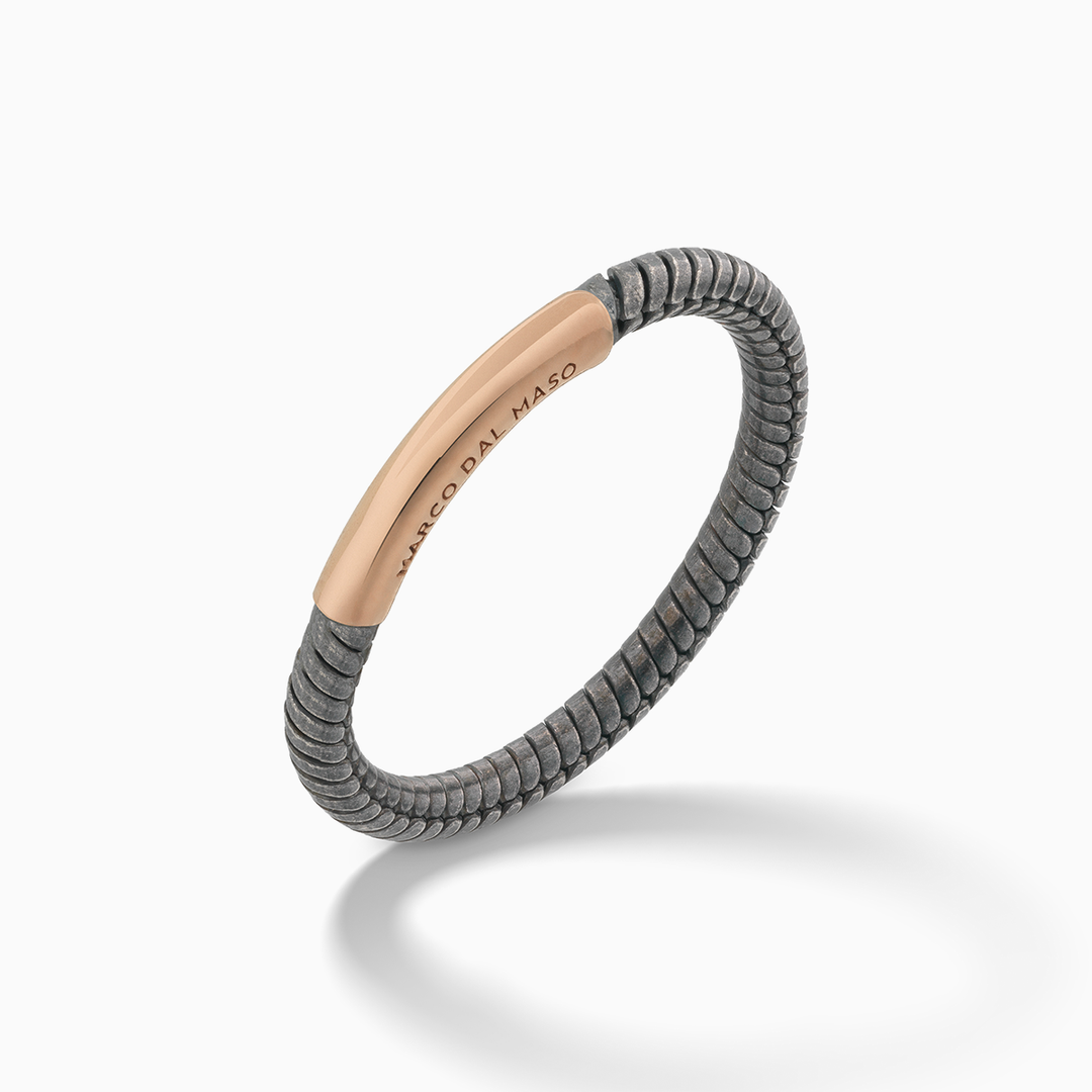 ULYSSES Classy 18K Polished Rose Gold Vermeil And Oxidized Ring