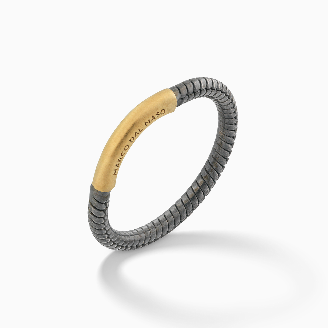 ULYSSES Classy 18K Matte Yellow Gold Vermeil And Oxidized Ring