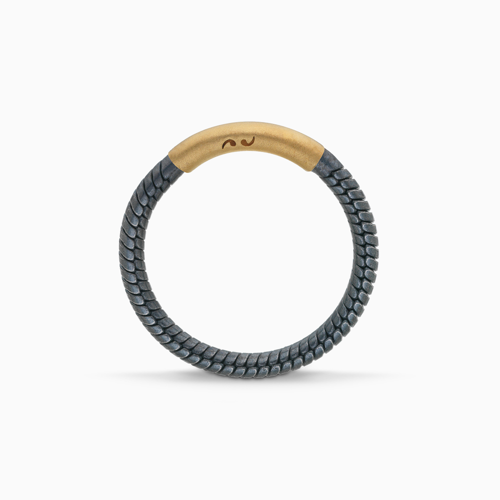 ULYSSES Classy 18K Matte Yellow Gold Vermeil And Oxidized Ring