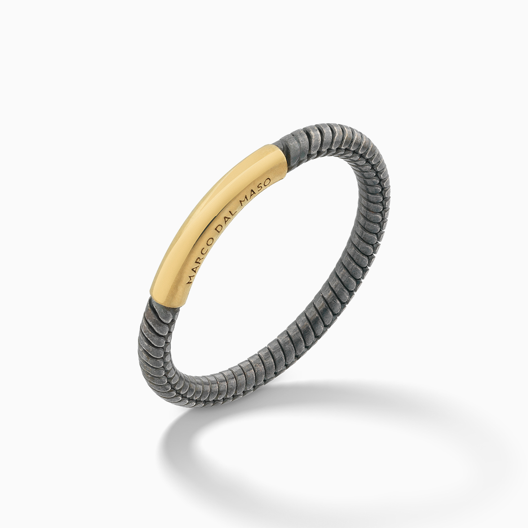 ULYSSES Classy 18K Polished Yellow Gold Vermeil And Oxidized Ring