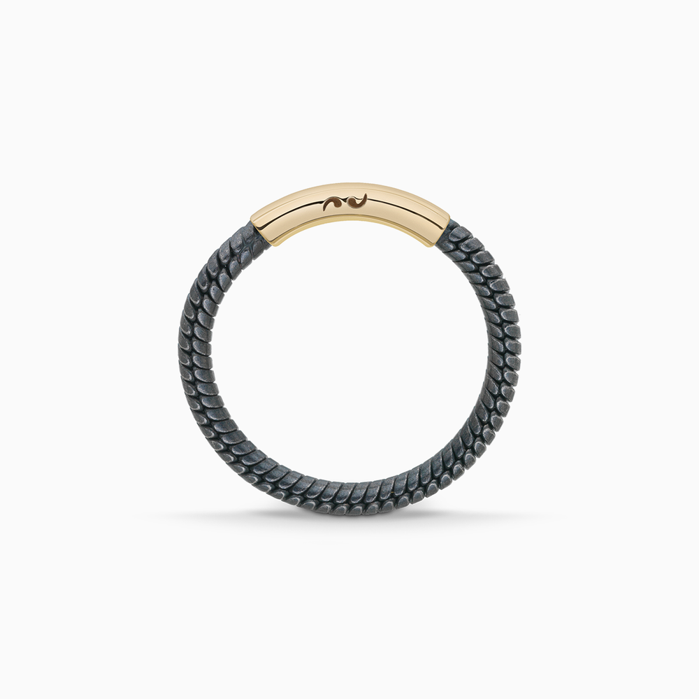 ULYSSES Edler 18 Karat polierter Gelbgold-Vermail- und oxidierter Ring