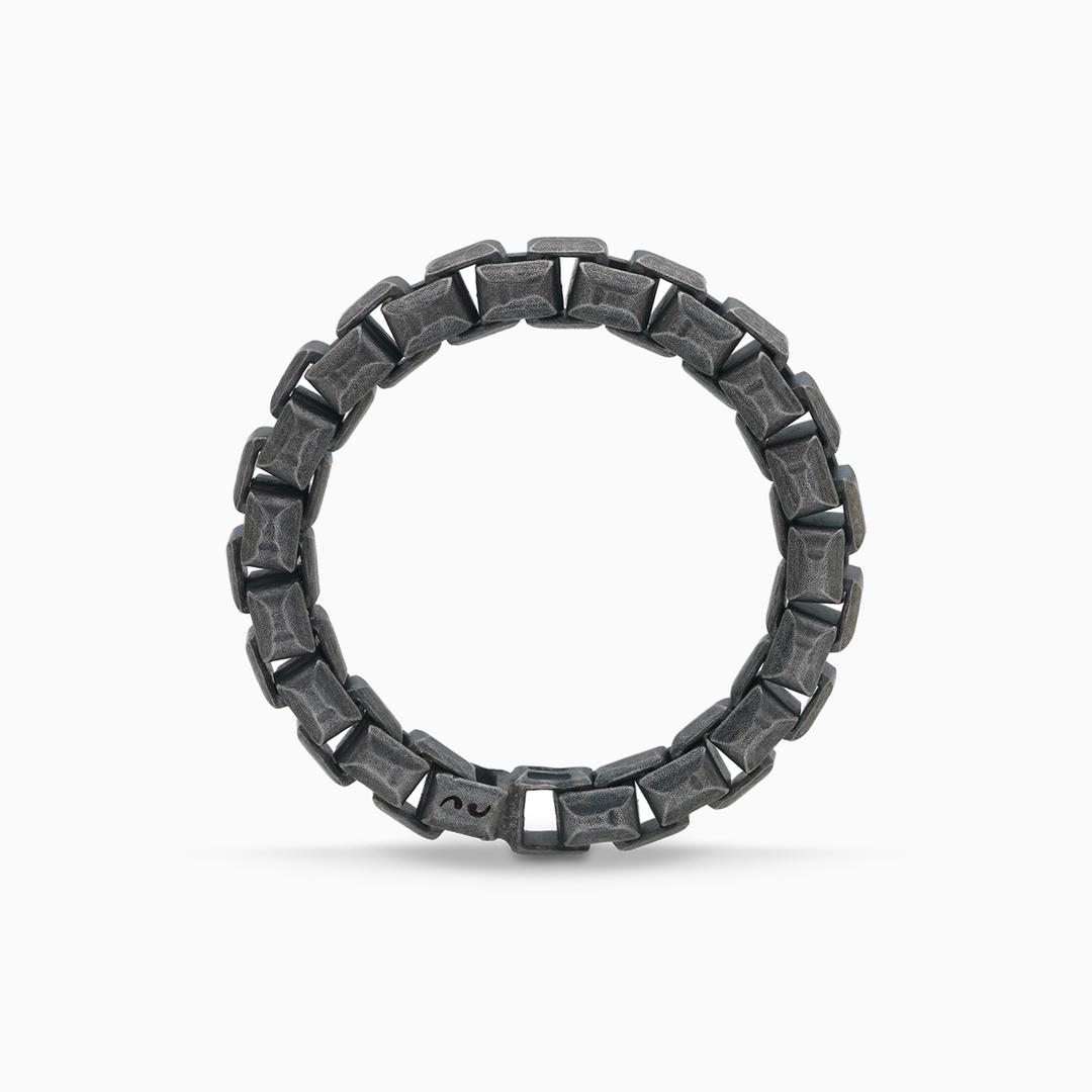 ULYSSES Tubular Oxidized Ring with Modern Design-Straight View