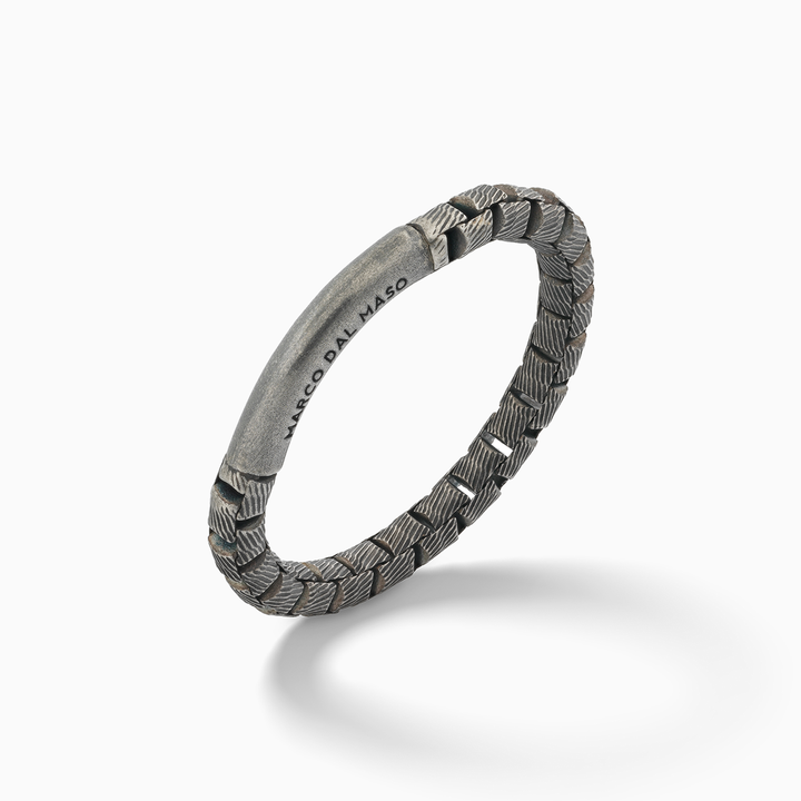 ULYSSES Carved Tubular Oxidized Ring with Intricate Design-Standard View