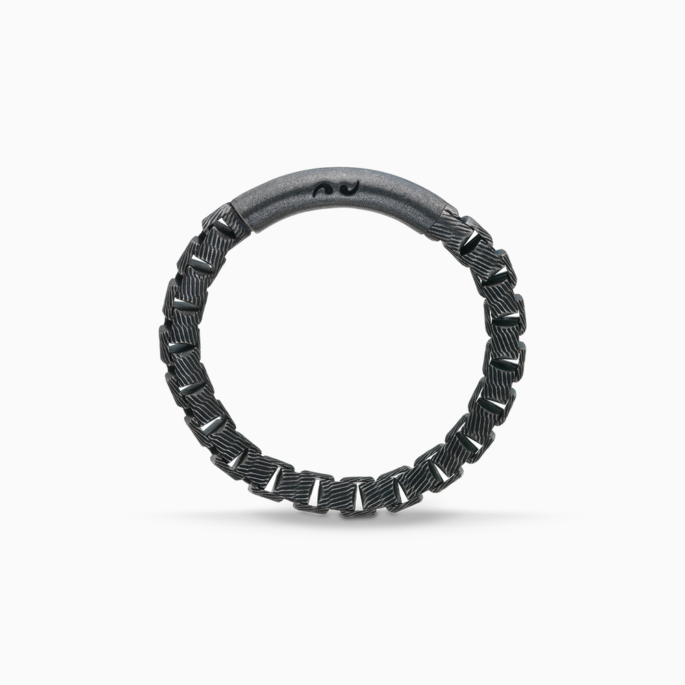 ULYSSES Carved Tubular Oxidized Ring