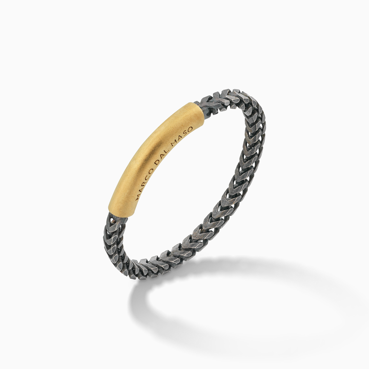 ULYSSES Chain 18K Yellow Gold Vermeil and Oxidized Ring with Sleek Finish-Standard View