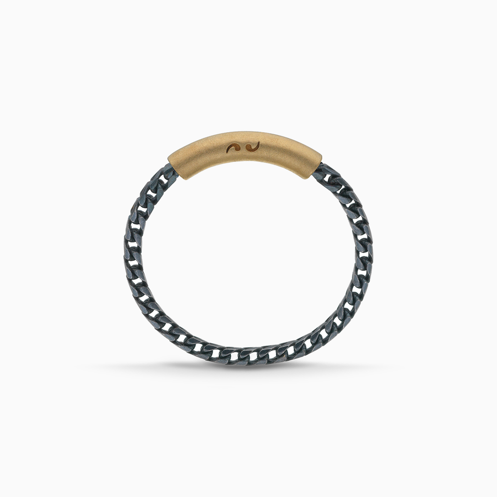 ULYSSES Chain 18K Yellow Gold Vermeil And Oxidized Ring