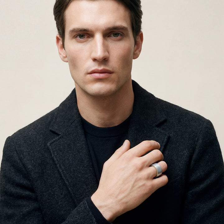 Male model wearing ELAN Silver Band