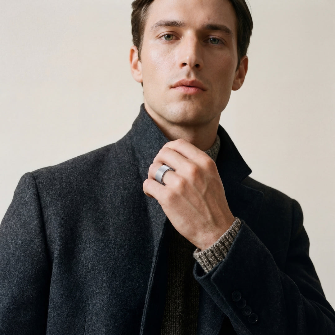 Male model wearing ELAN Silver Band