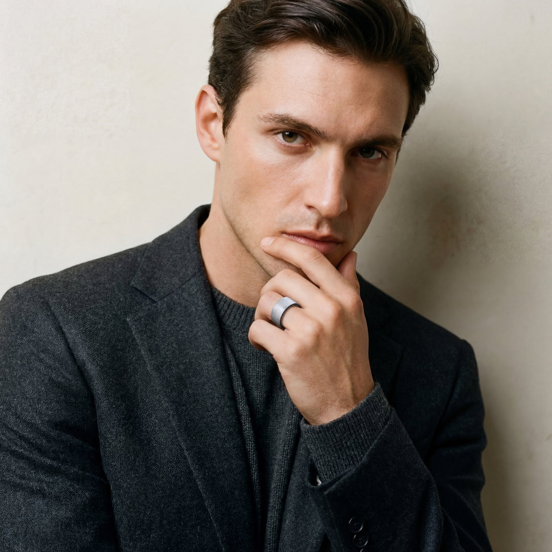 Male model wearing ELAN Silver Band