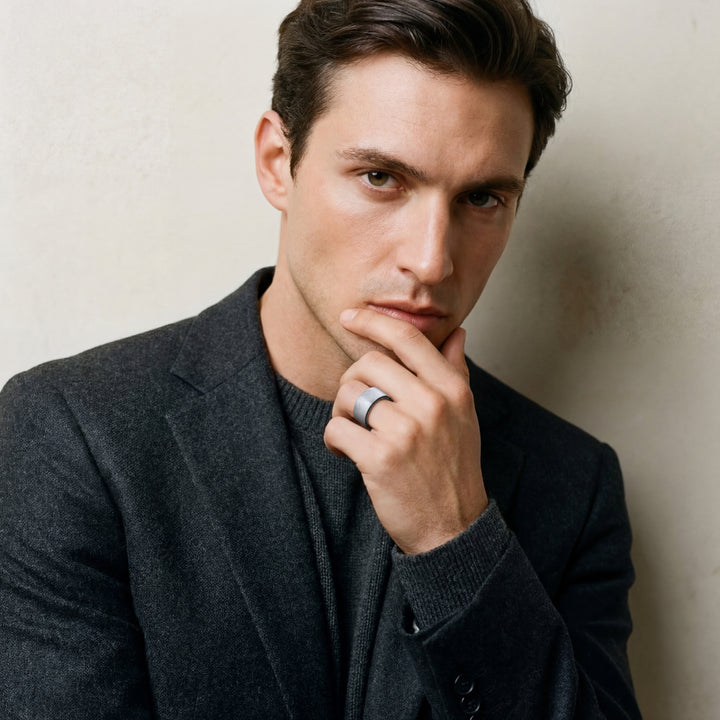 Male model wearing ELAN Silver Band