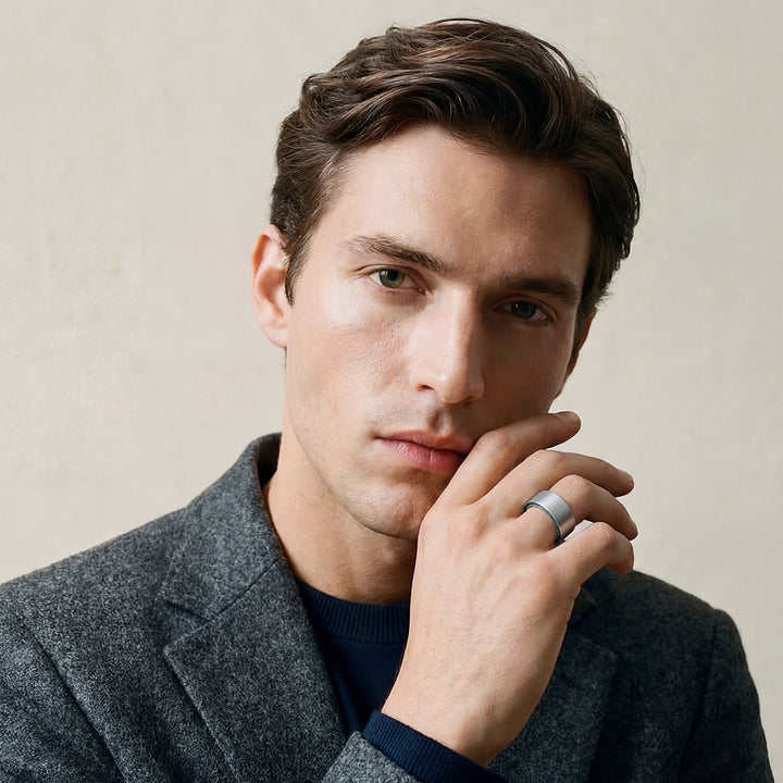 Male model wearing ELAN Silver Band