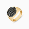 MONETA 18K Yellow Gold Matte Vermeil And Black Diamonds Signet Ring