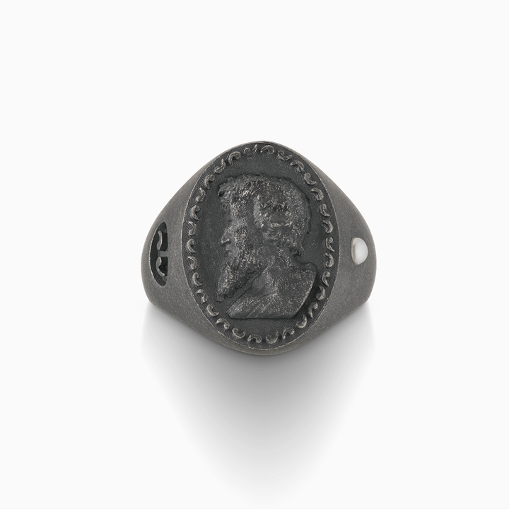 MONETA Valerio Belli Oxidized Silver Signet Ring