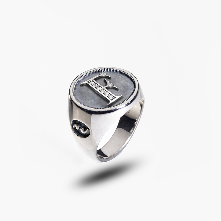 MONETA Silver Initial F Ring
