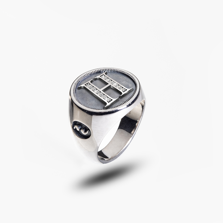 MONETA Silver Initial H Ring