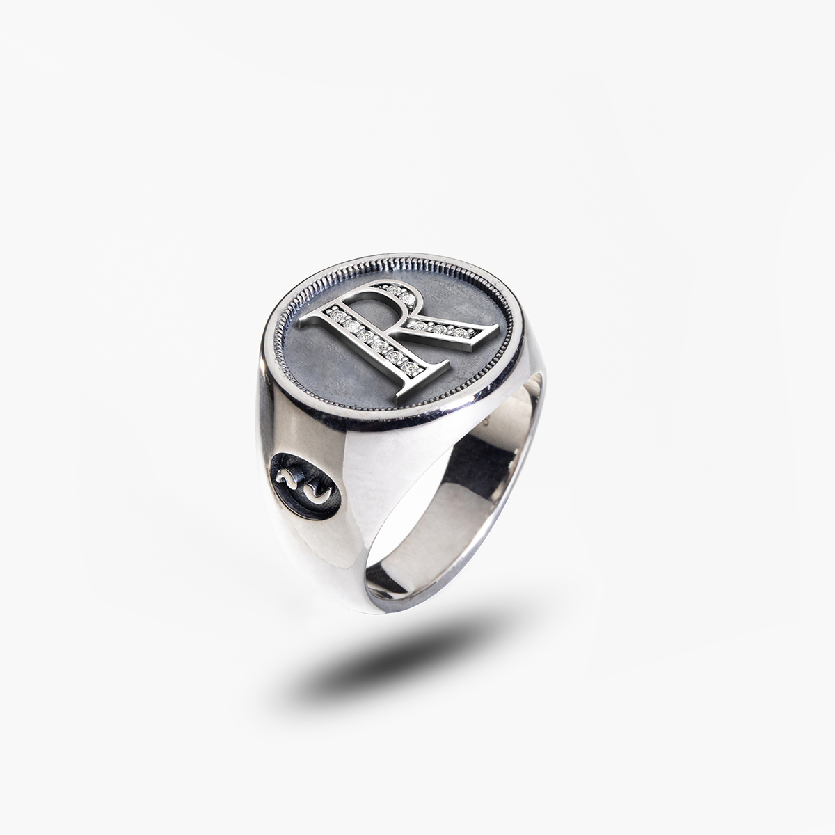 Moneta Silver Initial R Ring with White Diamonds | Marco Dal Maso