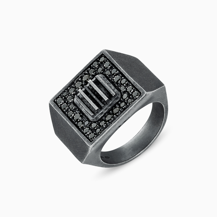 GLADIATOR Ring With Black Diamonds