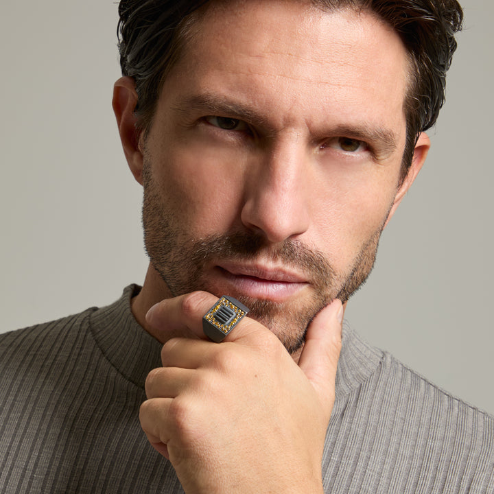 GLADIATOR Signet Ring, Yellow Sapphires - Model