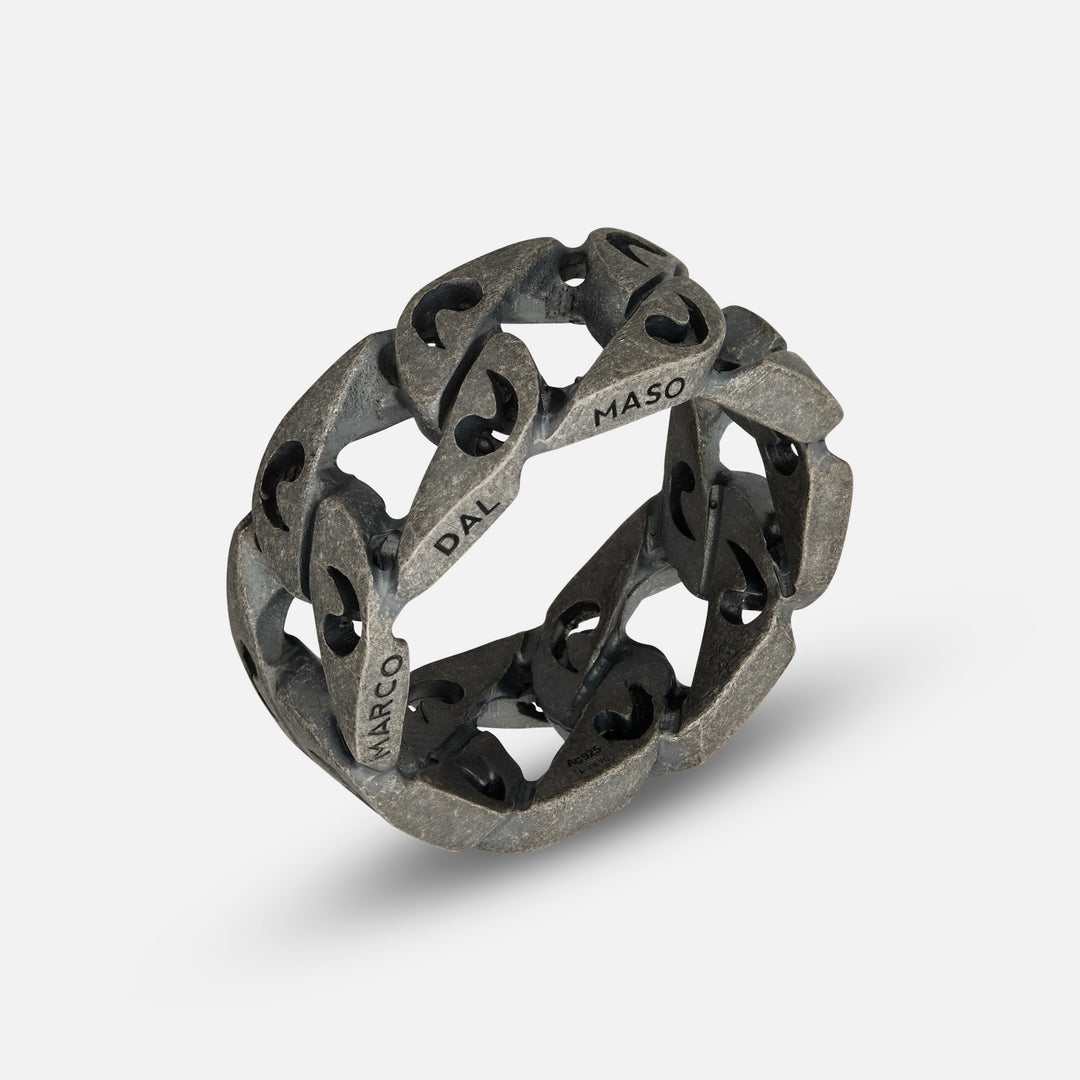 Front of Molten Loop Wide Ring in Oxidized Silver