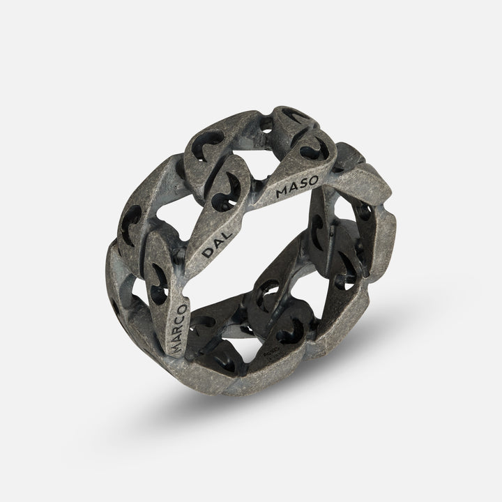 Front of Molten Loop Wide Ring in Oxidized Silver