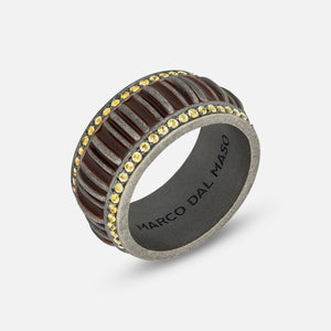 ACIES Crowned Band with yellow sapphires and brown enamel