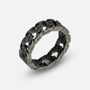 Front of Molten Loop Ring in Oxidized Silver, Black Diamond