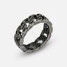Front of Molten Loop Ring in Oxidized Silver, Yellow Sapphire