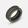 Close-up of Iron Snake Pave Ring in oxidized silver with yellow sapphires