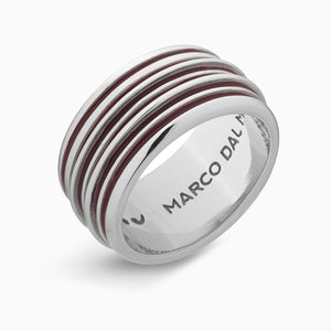 ACIES BAND, Polished Silver & Red Enamel