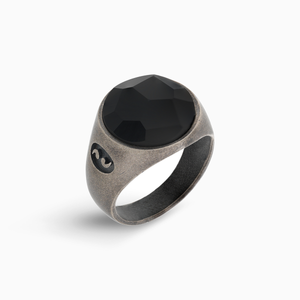 MONETA Oxidized Silver And Onyx Signet Ring