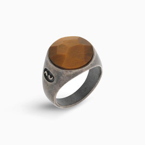 MONETA Oxidized Silver & Tiger Eye Signet Ring