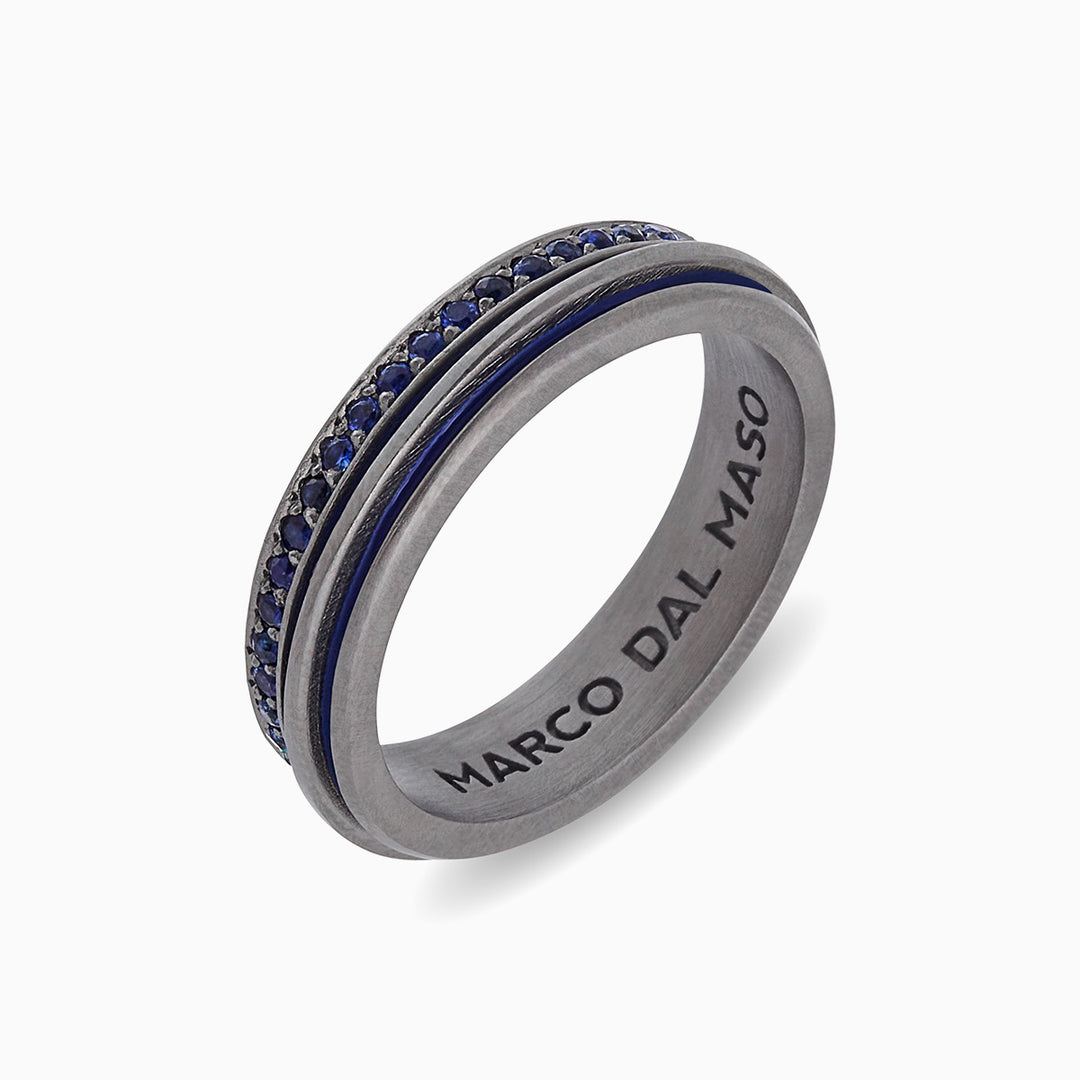 ACIES Slim Band with Blue Sapphires and Blue Enamel