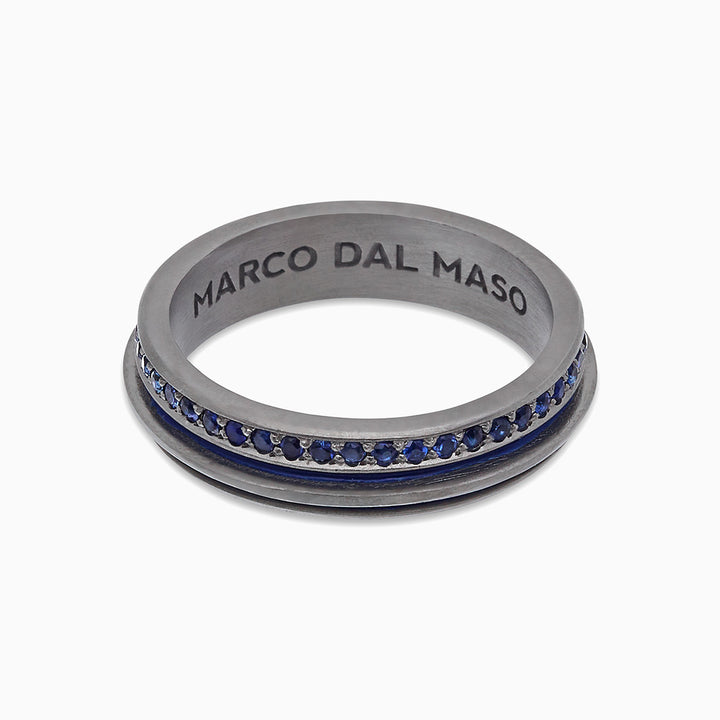ACIES Slim Band with Blue Sapphires and Blue Enamel