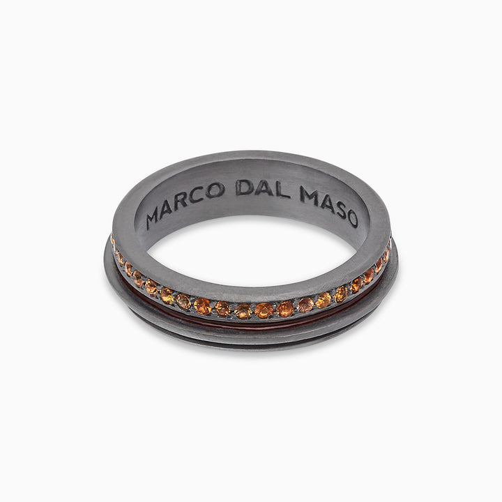 ACIES Slim Band with Yellow Sapphires and Brown Enamel