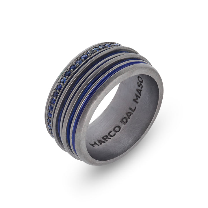 ACIES Band with Blue Sapphires and Blue Enamel