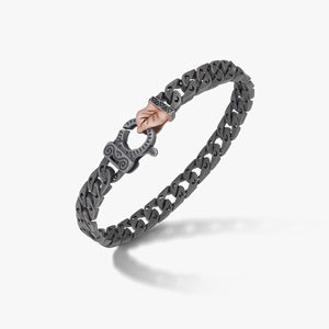 FLAMING TONGUE Oxidized Bracelet, Rose Gold Vermeil, Oxidized Silver, Black Diamonds