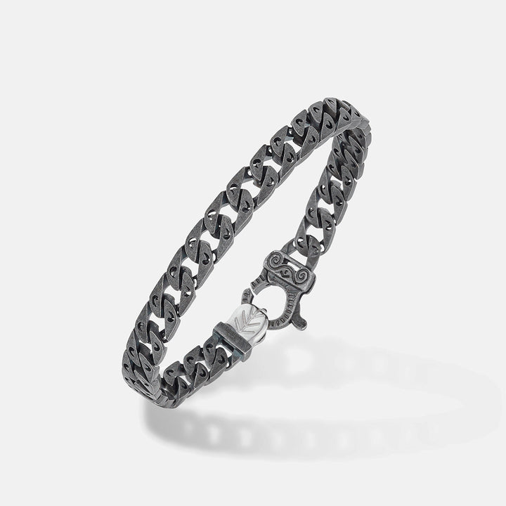 FLAMING TONGUE Oxidized Bracelet, Polished, Oxidized Silver, Black Diamonds