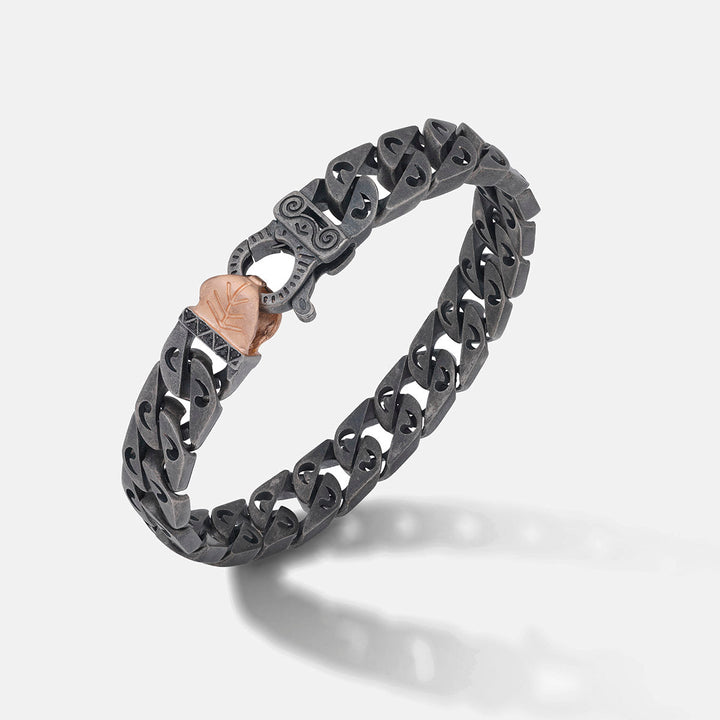 FLAMING TONGUE 9MM Bracelet, Rose Gold Vermeil, Oxidized Silver, Black Diamonds
