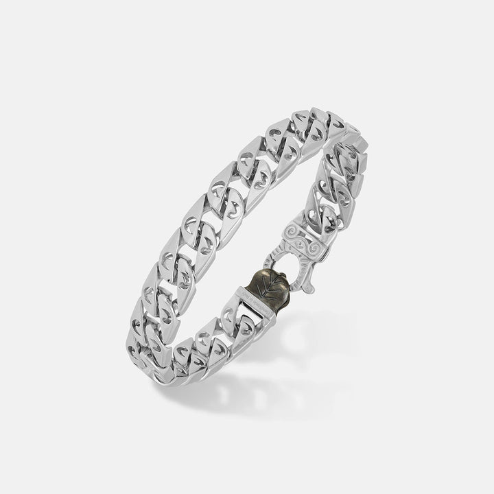 FLAMING TONGUE 9MM Bracelet, Polished Silver, Black Diamonds